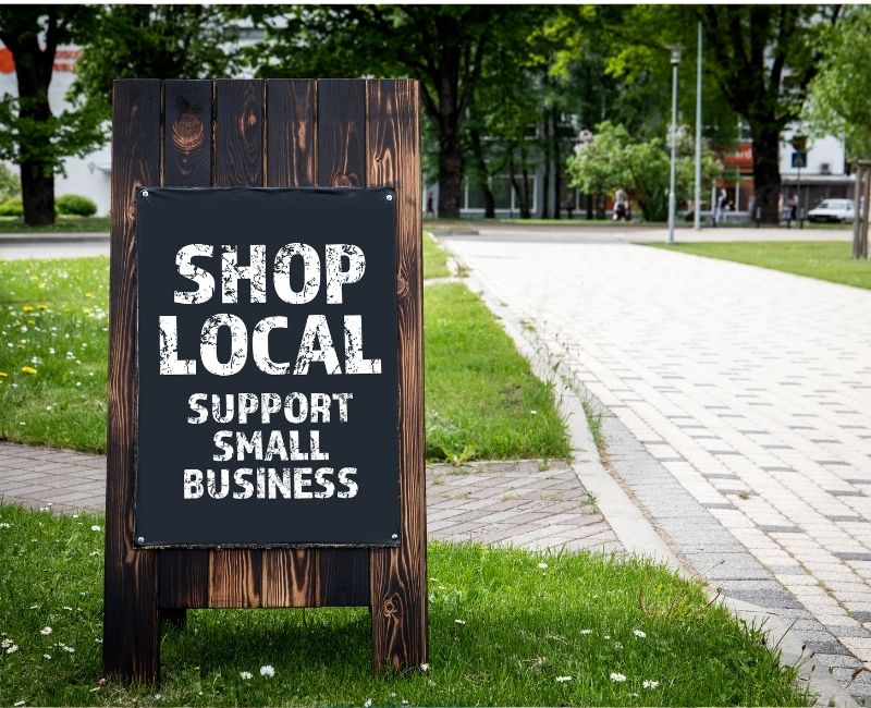 Shop local shop local sign for supporting small farms